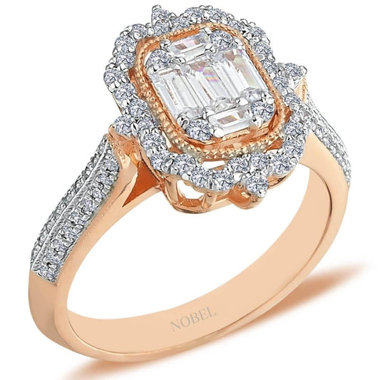 0,70 Karat Baget ve Dört Köşe Pırlanta Kalhu Yüzük