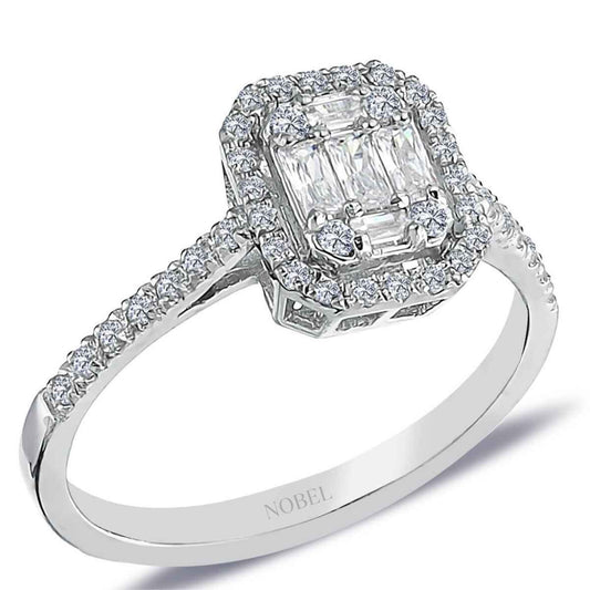 0,42 Karat Baget ve Dört Köşe Pırlanta Yüzük