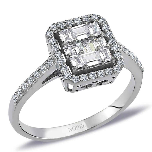 0,46 Karat Baget ve Dört Köşe Pırlanta Yüzük