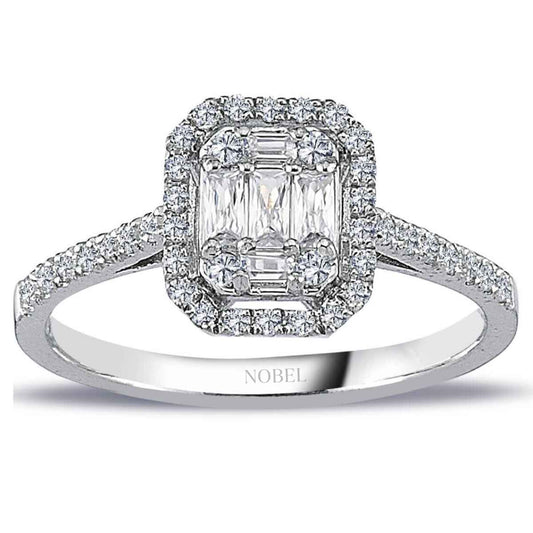 0,42 Karat Baget ve Dört Köşe Pırlanta Yüzük