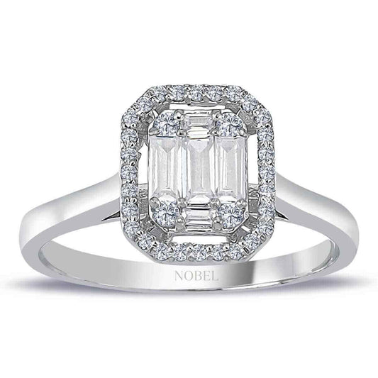 0,39 Karat Baget ve Dört Köşe Pırlanta Yüzük