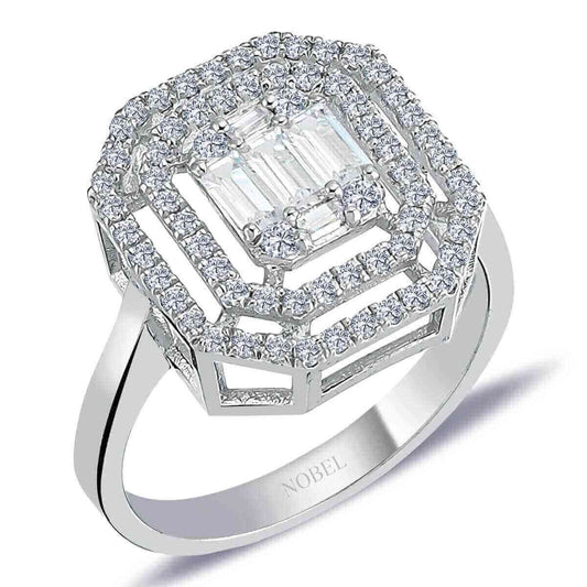 0,80 Karat Baget ve Dört Köşe Pırlanta Yüzük