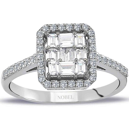 0,46 Karat Baget ve Dört Köşe Pırlanta Yüzük