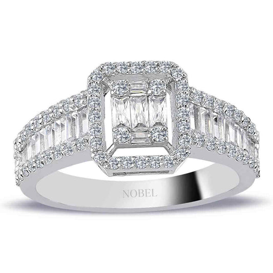 1,14 Karat Baget ve Dört Köşe Pırlanta Yüzük