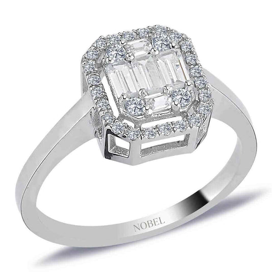 0,61 Karat Baget ve Dört Köşe Pırlanta Yüzük