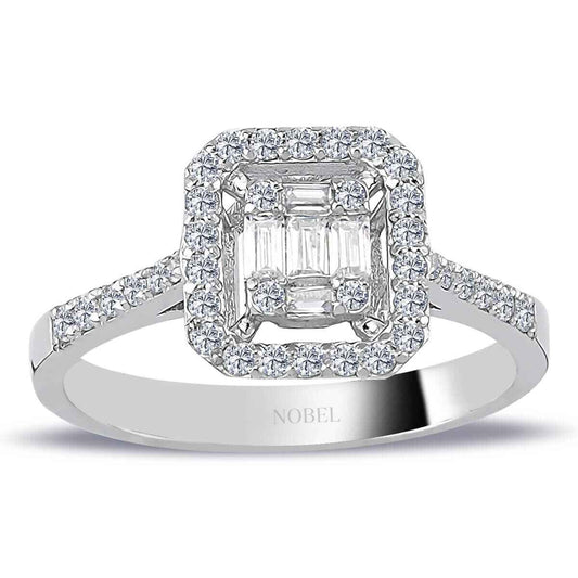 0,43 Karat Baget ve Dört Köşe Pırlanta Yüzük