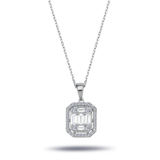 0,65 Karat Baget ve Yuvarlak Pırlanta Kolye